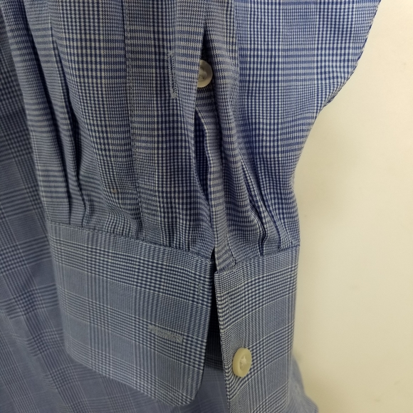 Saks 5th Ave. Black Label Cotton Blue Plaid Shirt - Picture 2 of 6